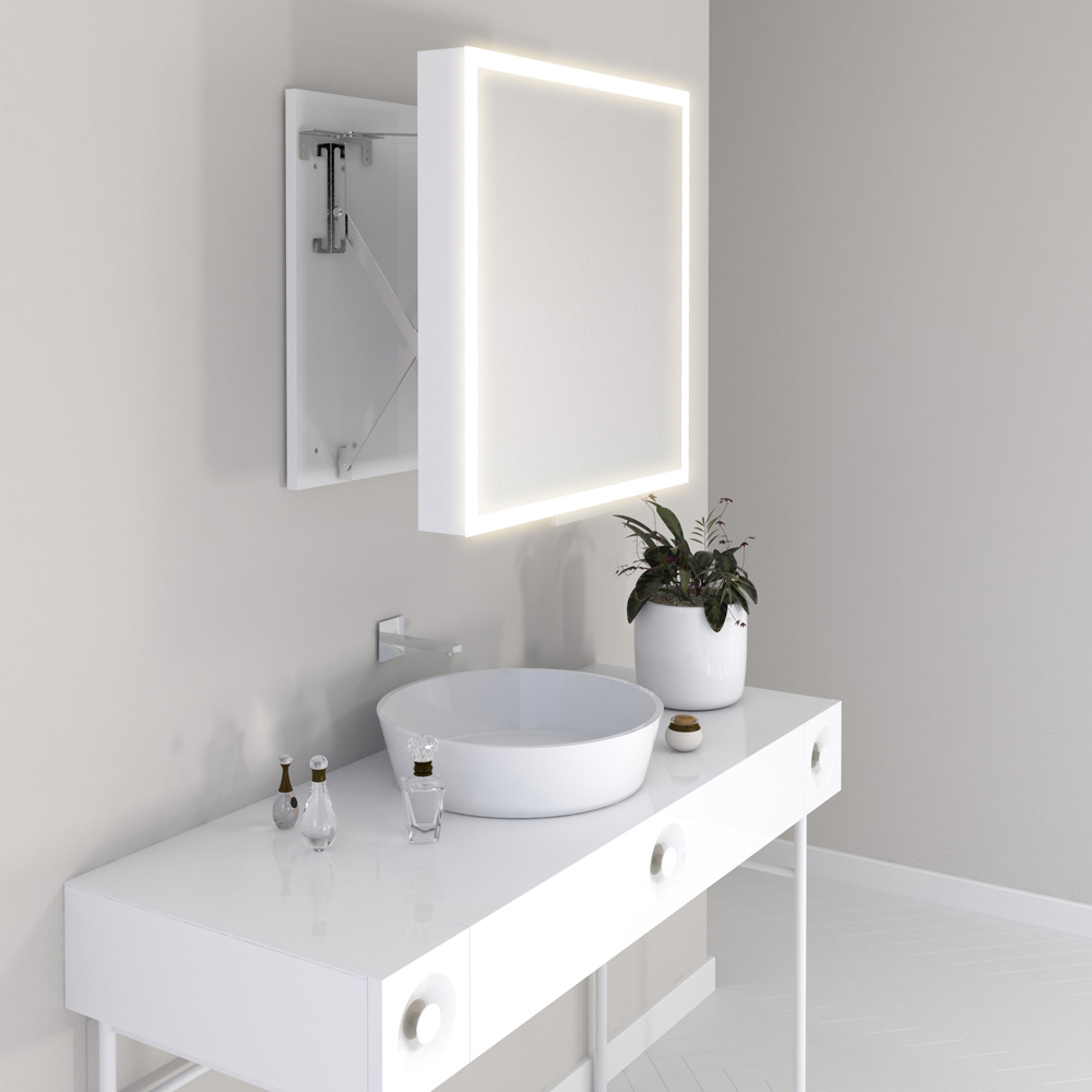 Specchio bagno semovibile con luce a led 58x58 cm